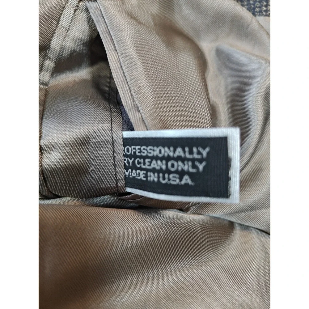 Givenchy Vintage Mens Brown Check Blazer Sport Coat 44L Made in USA 3 Button